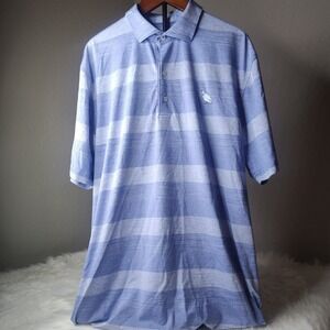 JOHNNIE O‎ Size Medium Mens Polo Shirt Performance Golf Wicking Purple Stripe
